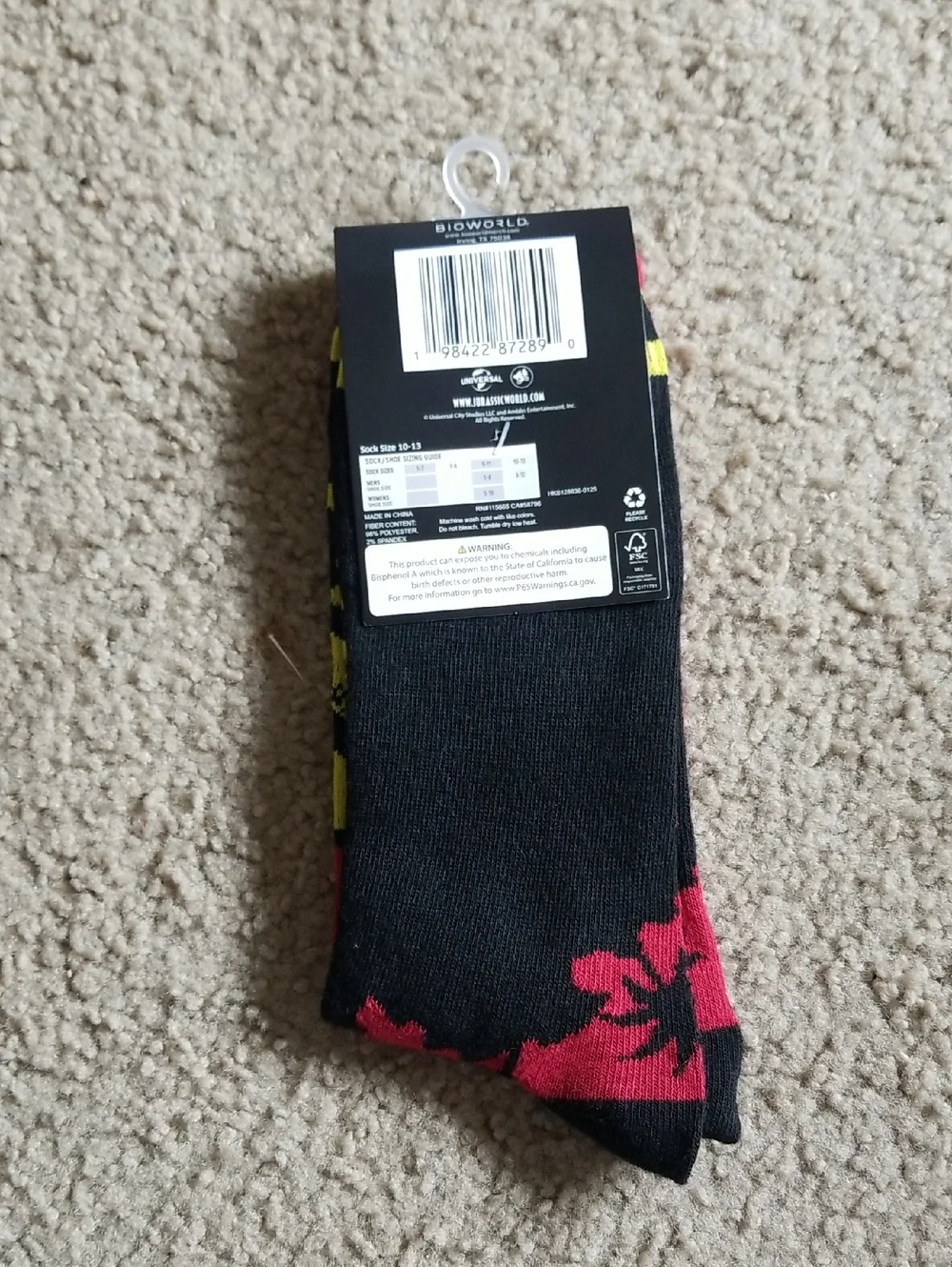 Bioworld Jurassic Park Graphic Crew Socks